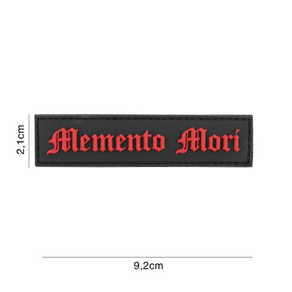 Patch Memento Mori „Sei dir der Sterblichkeit bewusst“ 3D PVC Aufnäher Slogan Red