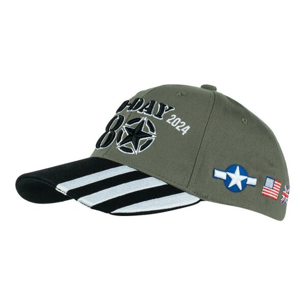 Baseball Cap US Arm D-Day Invasion Stripes Allied Forces Flag Patche 80 yrs