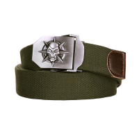 US Army Webbing Belt G&uuml;rtel Skull Star Buckle -130cm 35mm