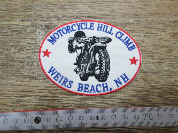 Patch Motorcycle Hill Climbing Weirs Beach NH USA Vintage Bikes Est 1916
