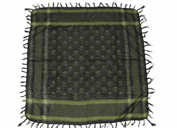 PLO Halstuch Schal Palästinenser Shemagh Oliv / Schwarz Scarf Skull Totenkopf