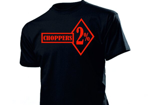 T-Shirt 2% Choppers Slogan Fun Motto Cafe Racer Biker Bobber Gelb M Grau