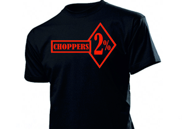 T-Shirt 2% Choppers Slogan Fun Motto Cafe Racer Biker Bobber Gold XL Orange