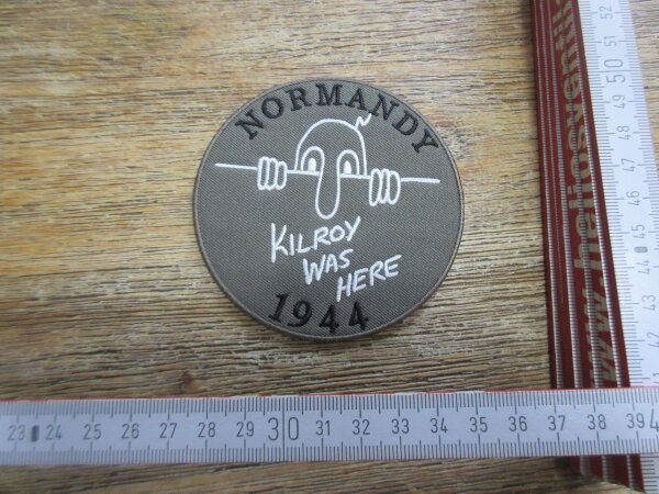 Patch US Army Navy Troops Normandy 1944 Kilroy was here Slogan Graffito WWII