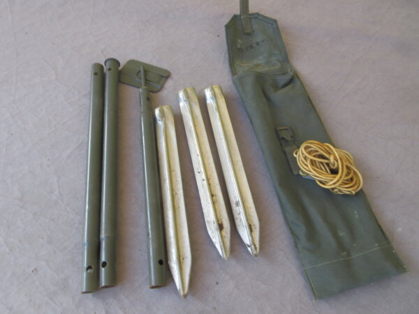 Original 60er BGS Zeltbesteck Heringe Zeltstange Tasche Bundesgrenzschutz