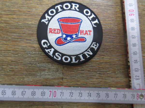 Patch Red Hat Motor Oil Gasoline Nose Art Rockabilly V8 US Car Oldtimer