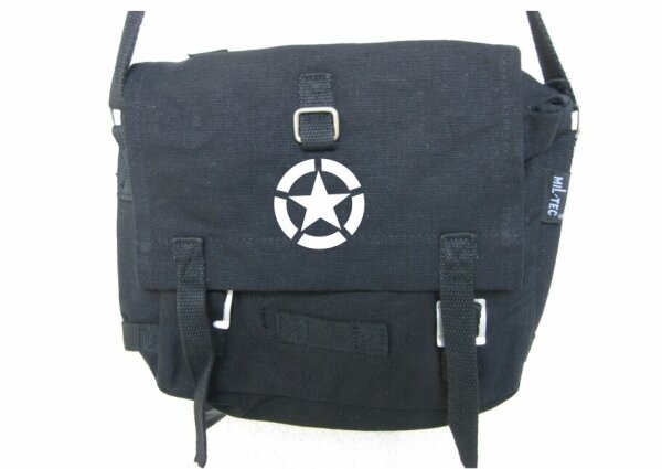 BW Kampftasche klein Black m Gurt &amp; Allied Star US Army Brotbeutel Combat Bag