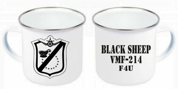 US Marines Fighter Black Sheep VMF-214 F4U Emaille Tasse Kaffeetasse Coffee Mug