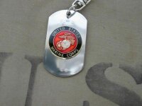 US Marines Insignia Dog Tag Key Ring Chain...