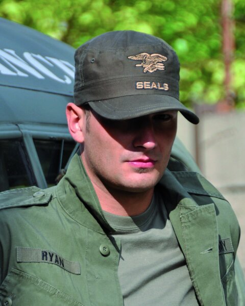 US Navy Seals Field Cap Oliv Feldmütze Eagle Anchor Seals Insignia Cap One Size