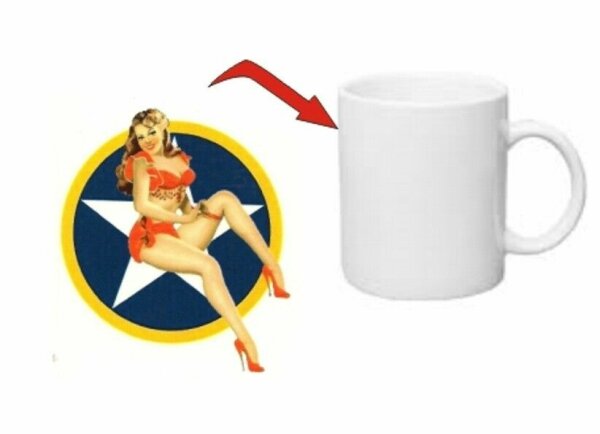 USAF Kokarde Pinup Kaffee Tasse US Army Navy Mug Seals Marines Airforce Nose Art