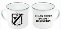 USMC Fighter Black Sheep Pappy Boyington Emaille Tasse...