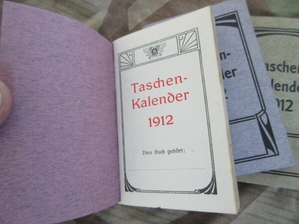 Deutscher Taschenkalender 1912 Pocket Calendar German Kaiserreich FJ WK1 WWI
