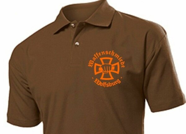 Polo Shirt Waffenschmiede Wolfsburg Eisernes Kreuz Iron Cross Weapon Blacksmith