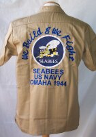 US Army Seabees Naval Construction Nose Art Tour Shirt...