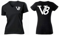 V8 V-Neck Ladies T-Shirt US Car Big Block US Army Gr S-X