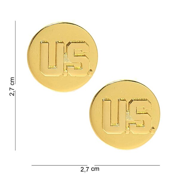 1p US Collar Tags EM US Officer Gold