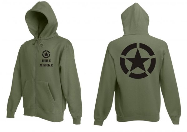 Hooded Jacket with Allied Star and your Brand/Name Size S-XXL