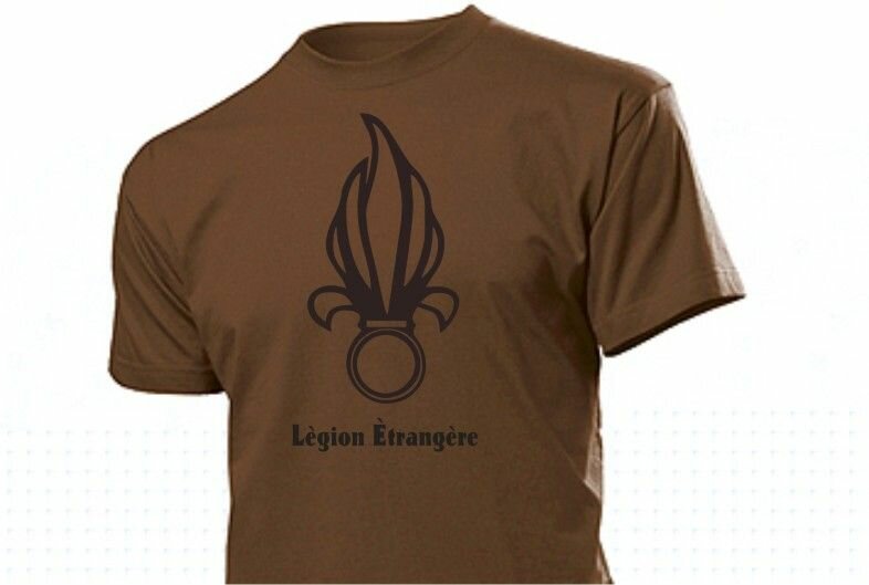 T-Shirt Oliv Fremdenlegion Legion Etrangere French Foreign Legion mit Logo 
