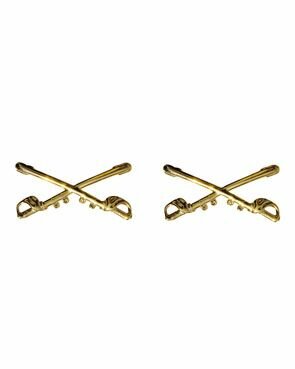 1p US Collar Tags Officer Cavalry Gold