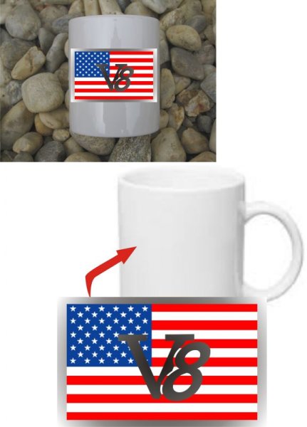 V8 US Car mit US Flagge Kaffeetasse #1