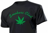 Fun T-Shirt Smokers Club with Cannabis Leave