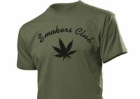 Fun T-Shirt Smokers Club with Cannabis Leave