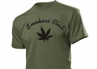 Fun T-Shirt Smokers Club with Cannabis Leave