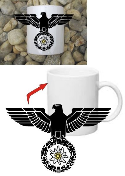 Gebirgsj&auml;ger Edelweiss mit Reichsadler Kaffee Becher