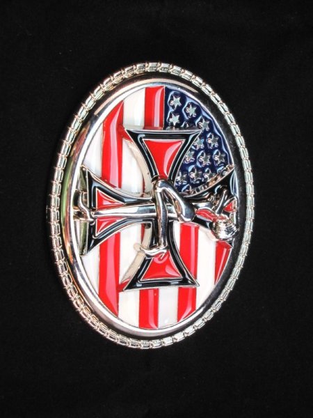 Buckle Gürtelschnalle USA Flag Iron Cross