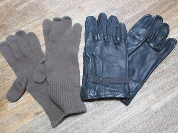 Set Original US Army Leder Handschuhe Gloves Glove Shell Leather M-1949 WK2 WWII