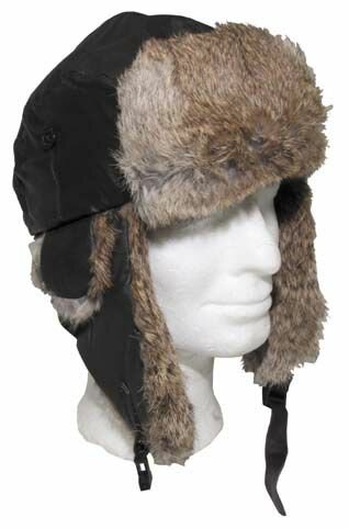 Leather Cap Tschapka Rabbitfur