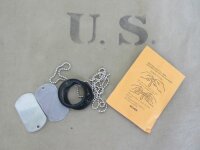 Orig. US Army ID Dog Tags Erkennungsmarke + Chain + Silencer