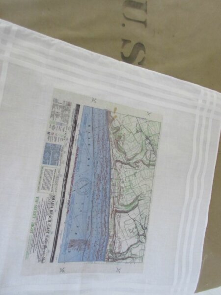 Normandy East D-Day Invasion Map Tissue handkerchief US Army