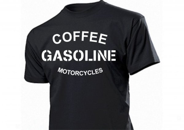 Coffee Gasoline Motorcycles T-Shirt Vintage V8 Big Block Biker Old School