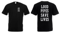T-Shirt Loud Pipes Save Lives Slogan Chopper Biker Bobber...