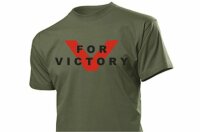 V for Victory T-Shirt 1940/50er Slogan Rot XL Oliv/Khaki